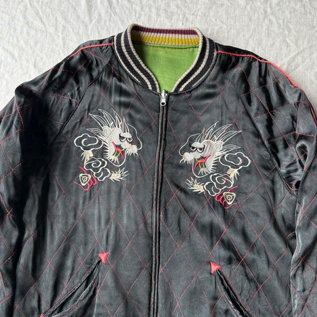 unknown キルティング スーベニアジャケット 龍 ドラゴン スカジャン 黒