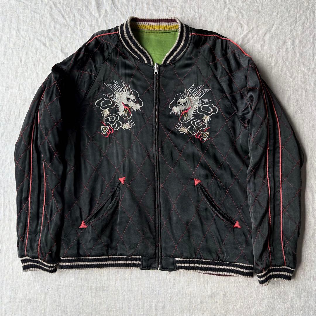 unknown キルティング スーベニアジャケット 龍 ドラゴン スカジャン 黒
