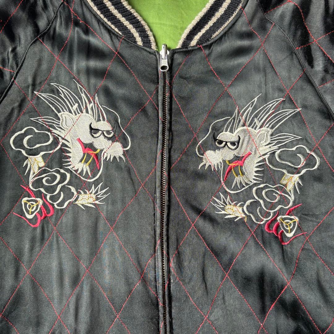 unknown キルティング スーベニアジャケット 龍 ドラゴン スカジャン 黒