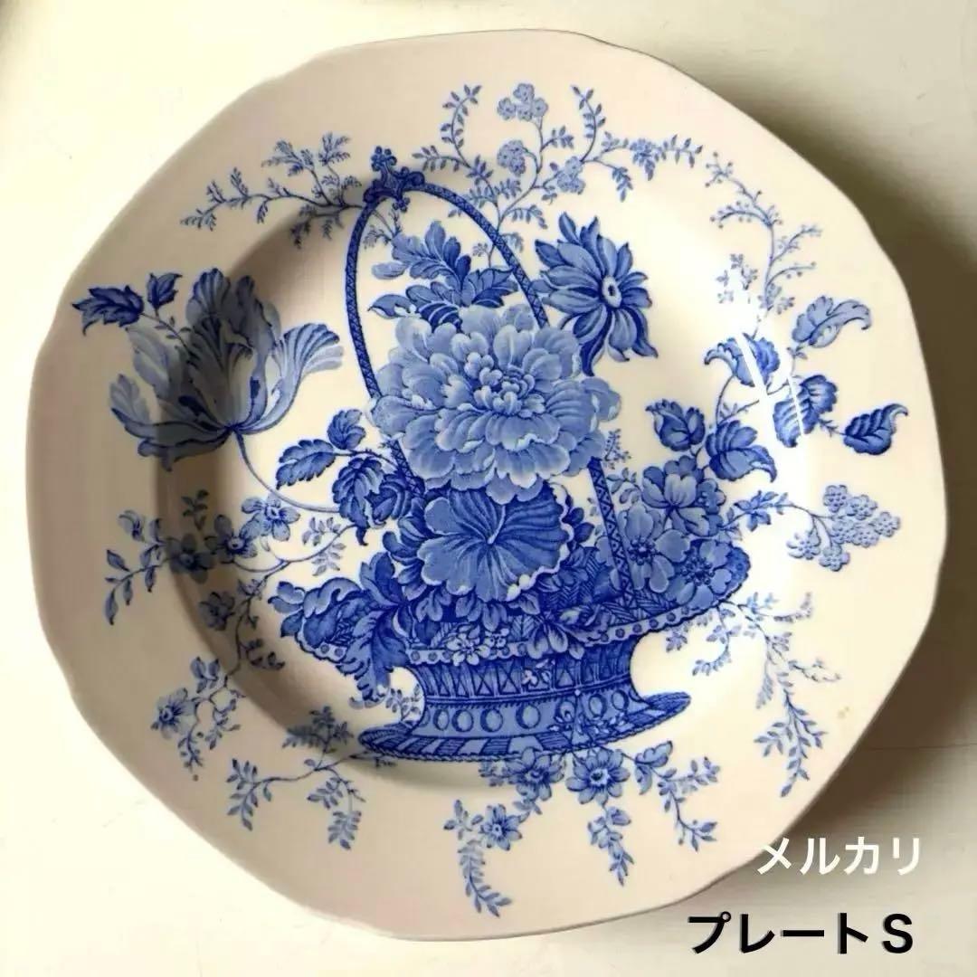 バーレイ シャーロット　プレートＳ　Burleigh ブルー＆ホワイト　希少