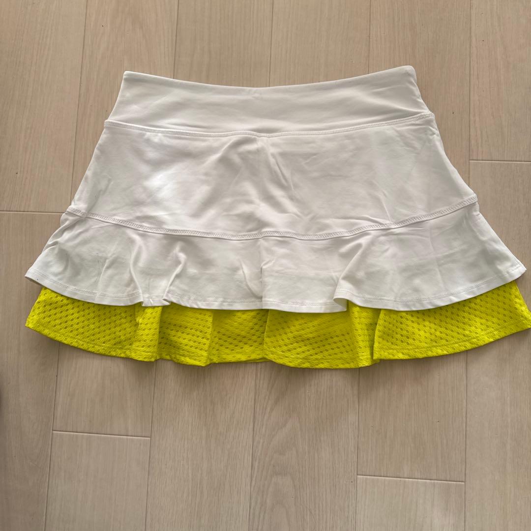 リージャ フリル付きテニススカート ホワイト×イエローＳ
