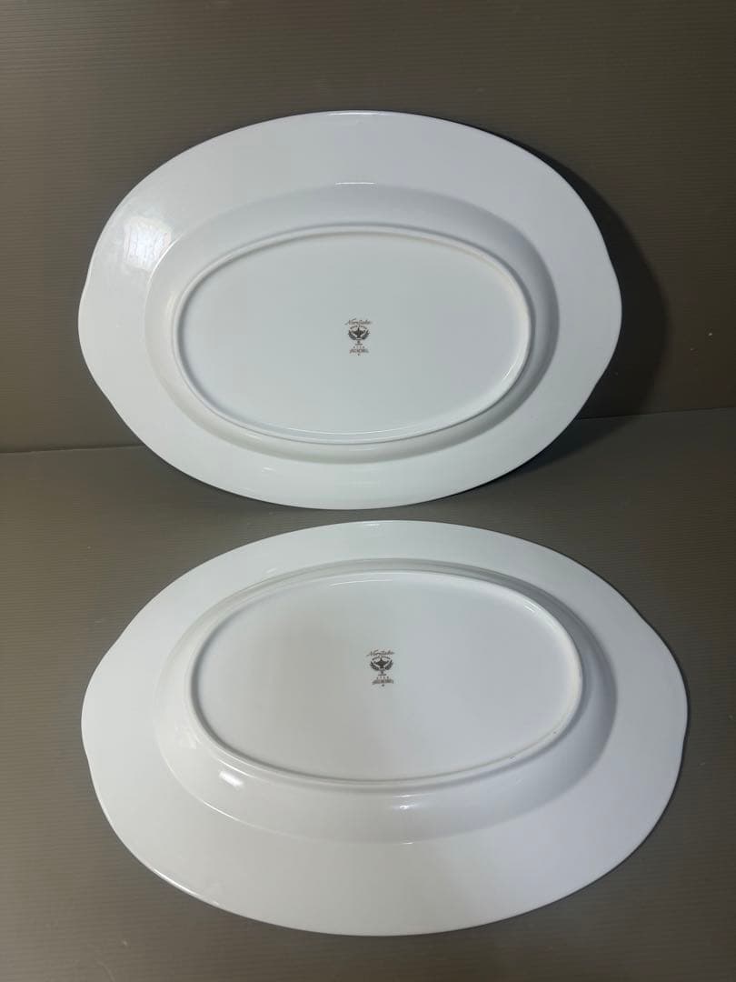 2627 オールドノリタケ　瑠璃片葉金蝕　楕円皿　2客　42cm 未使用