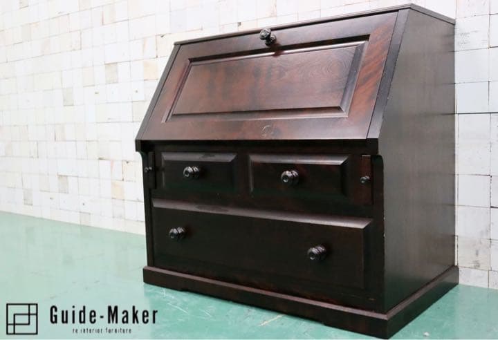 GMFS203○北海道民芸家具 ライティングビューロー デスク 学習机 書斎机