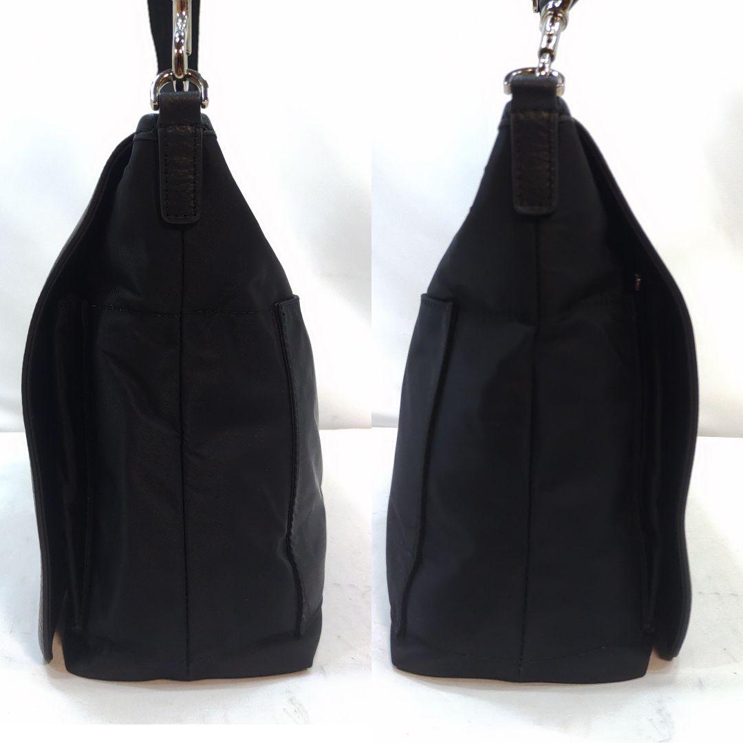 【極美品】フルラ メッセンジャーバッグ レザー×ナイロン A4可 エンボス 黒