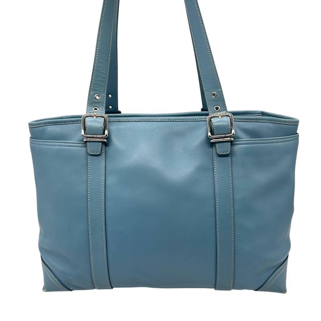 1215 Coach トートバッグ ビジネスバッグ レザー ブルー A4