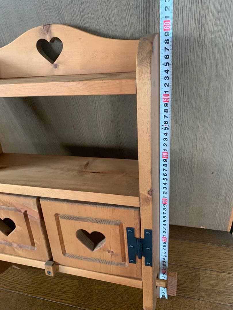 カントリー家具　木製　ハートくり抜き　棚　ラック　シェルフ