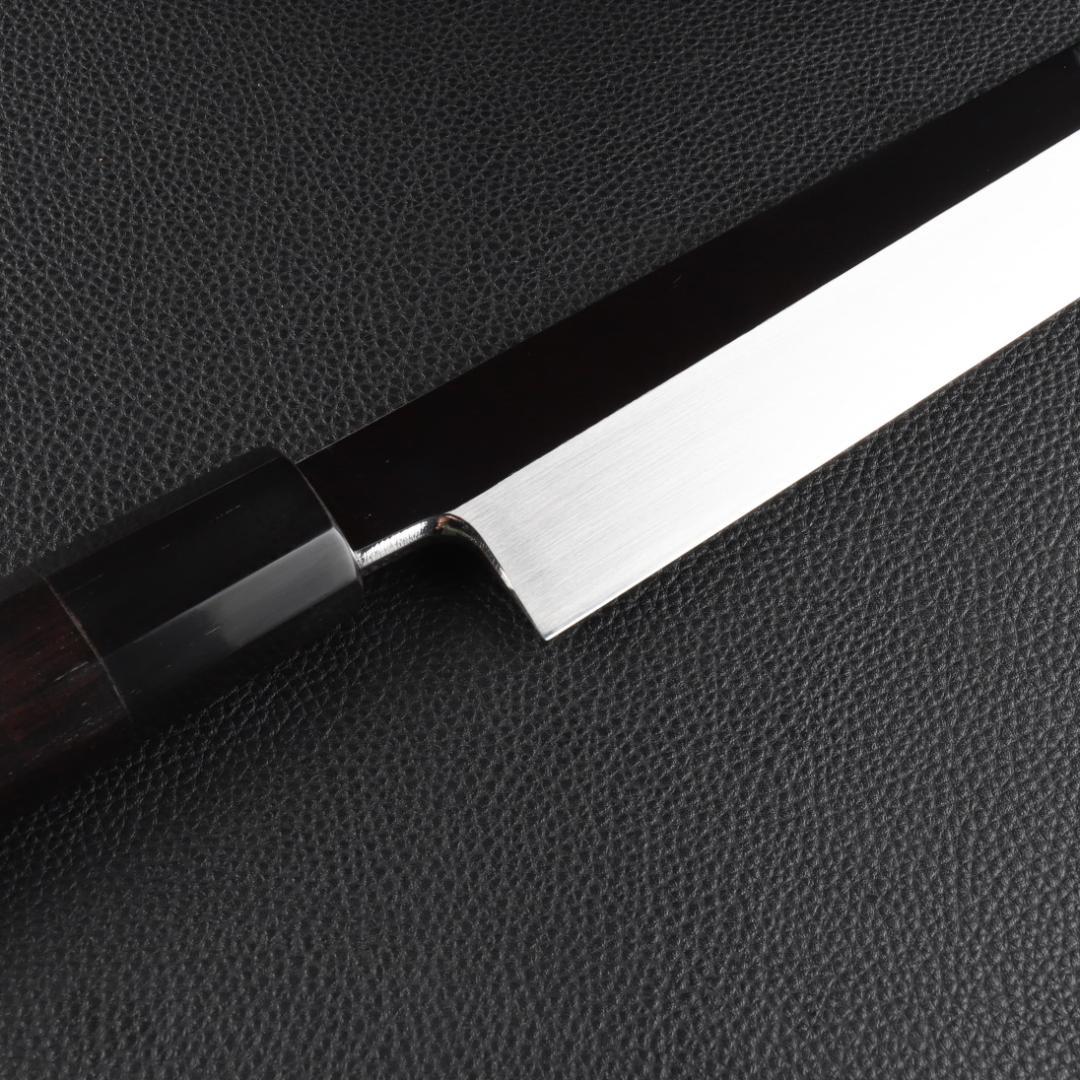 10853柳刃包丁 尺三鏡面仕上げ 刺身包丁 刃は究極の切れ味 黒檀黒水牛八角柄