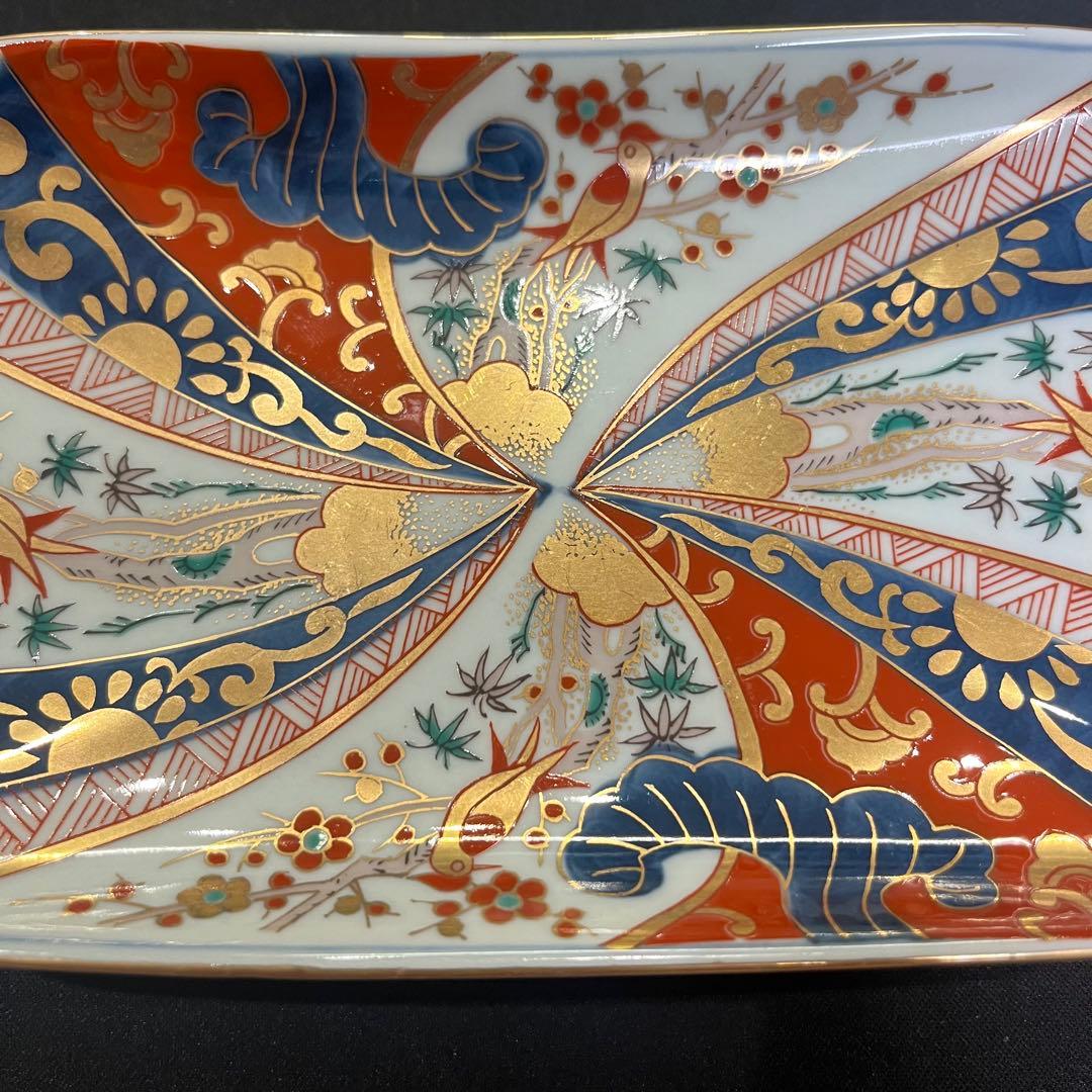 ゆ*う様 林九郎窯 色絵金彩 鳥文様 長皿｜有田焼・古伊万里風・和食器 5枚 セ