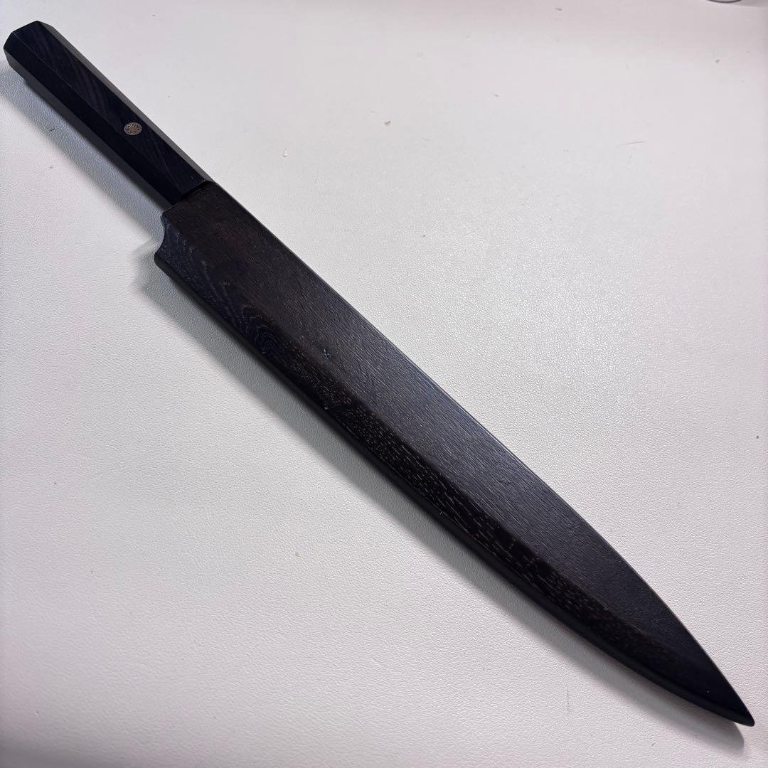 270mm 柳刃包丁 鏡面　黒檀八角柄 刺身包丁 「全鋼」 '鞘付き