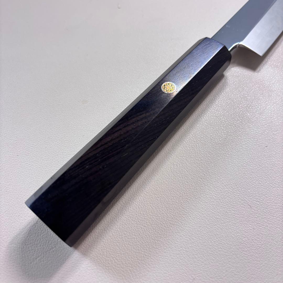 270mm 柳刃包丁 鏡面　黒檀八角柄 刺身包丁 「全鋼」 '鞘付き