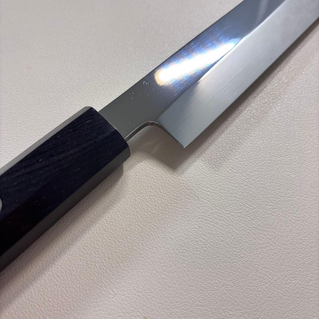 270mm 柳刃包丁 鏡面　黒檀八角柄 刺身包丁 「全鋼」 '鞘付き