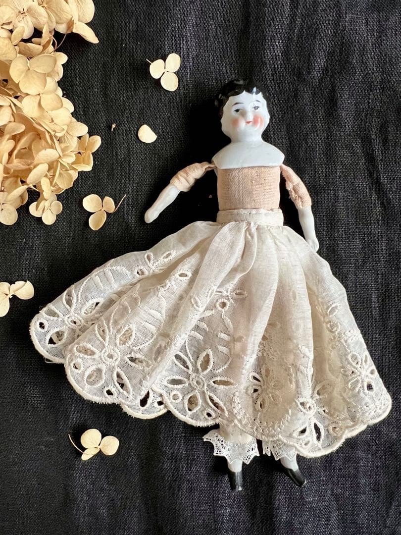 アンティーク　チャイナヘッドドール　タブリエ　16センチ　アナベルおまけ