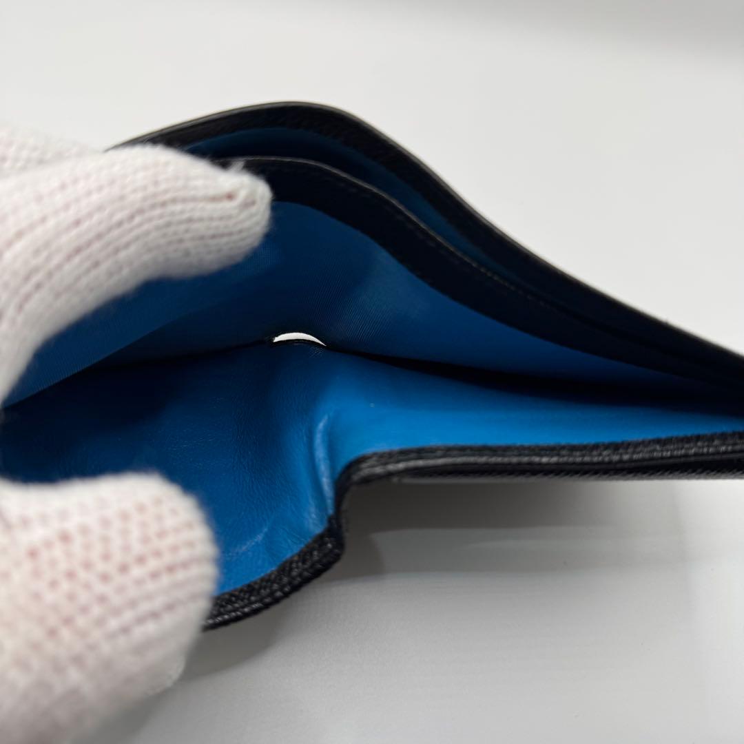 【美品】BVLGARI ブルガリマン　コンパクトウォレット　二つ折り　財布　黒