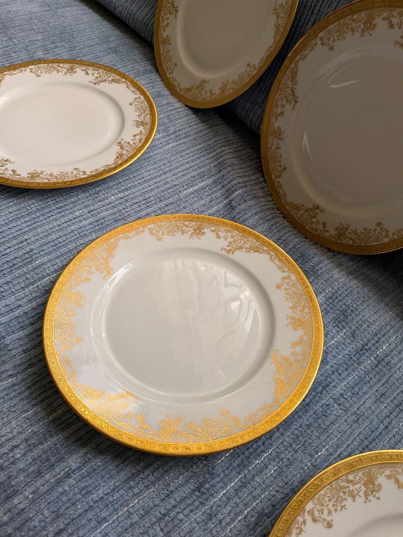 美品★アビランドリモージュゴールド装飾の陶磁器皿 22cm 6枚セット