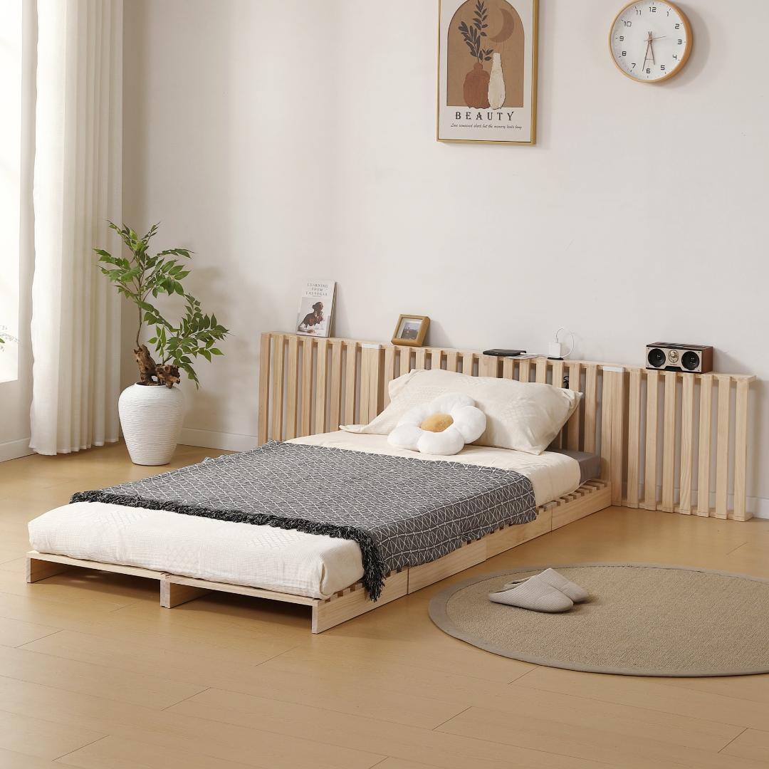 【新品】パレットベッド 50*50cm16枚 コンセント付 天然木 組み換え自由