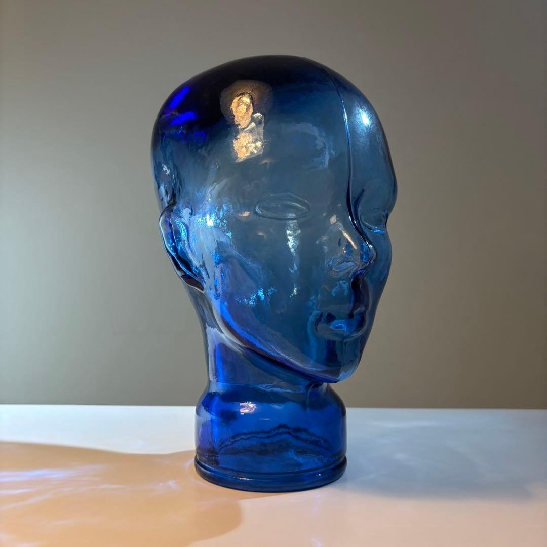 ガラス製の青い頭部のマネキン ポストモダン スペースエイジ ミッドセンチュリー