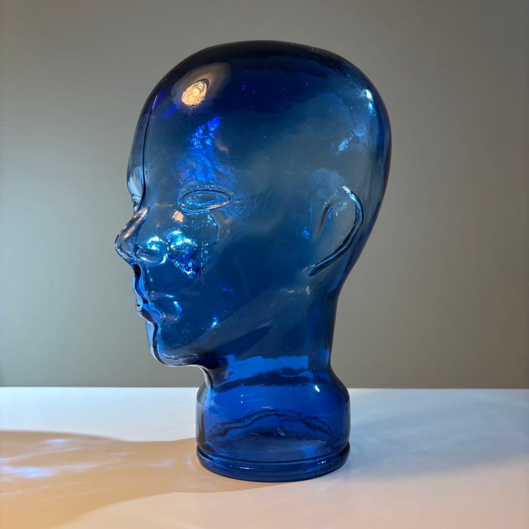 ガラス製の青い頭部のマネキン ポストモダン スペースエイジ ミッドセンチュリー