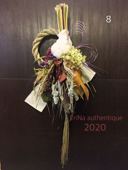 8.自家栽培ドライフラワー しめ縄 正月飾り 注蓮飾り クリスマス