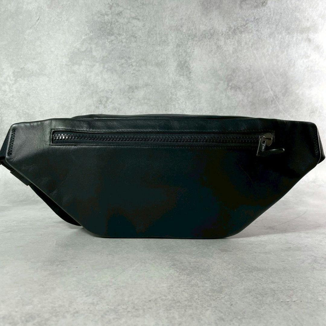 極美品 コーチ トラック ボディバッグ ベルトバッグ レザー PVC ロゴ 黒