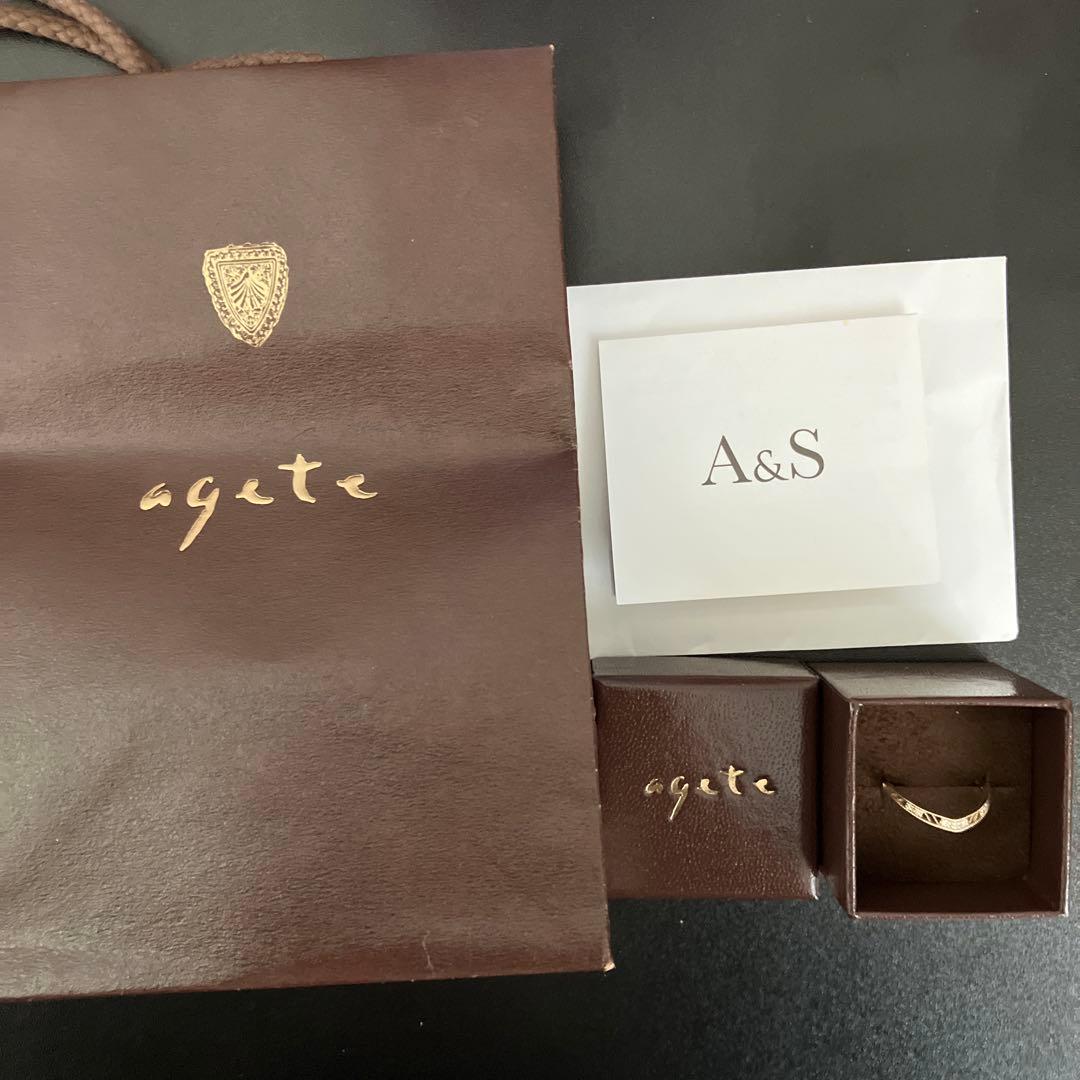 【mochi】agete K10透かし V字ダイヤモンドリング　15号