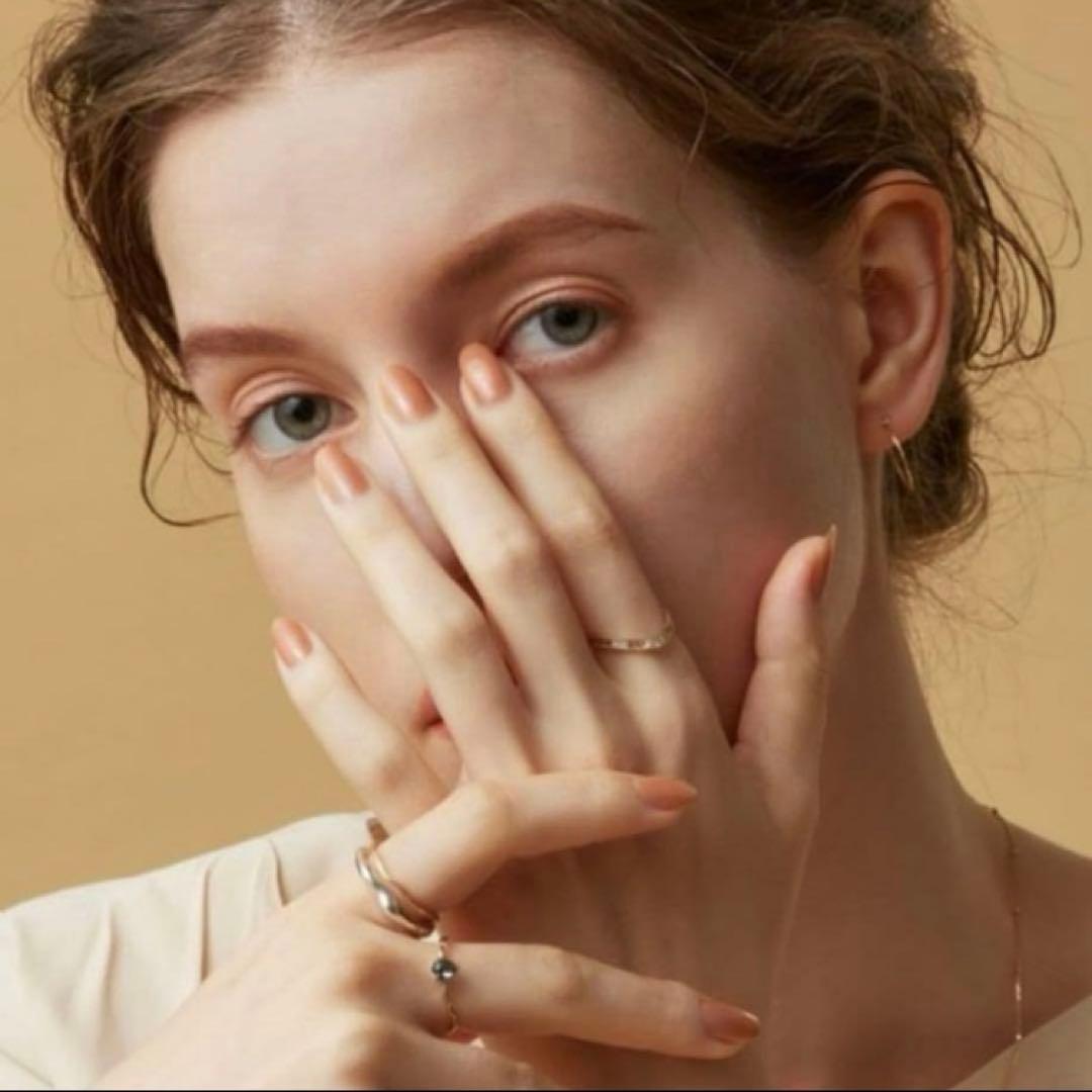 【mochi】agete K10透かし V字ダイヤモンドリング　15号