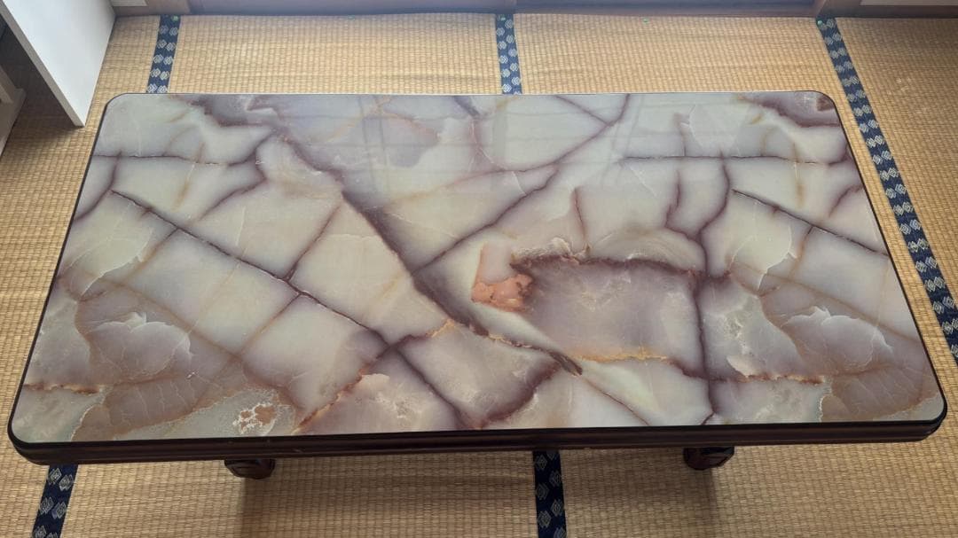 アンティーク応接テーブル 大理石風 天板