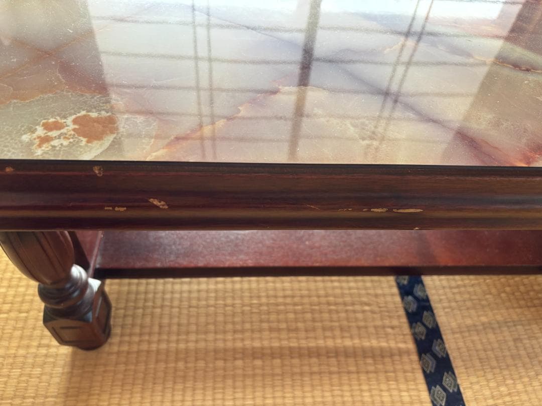 アンティーク応接テーブル 大理石風 天板