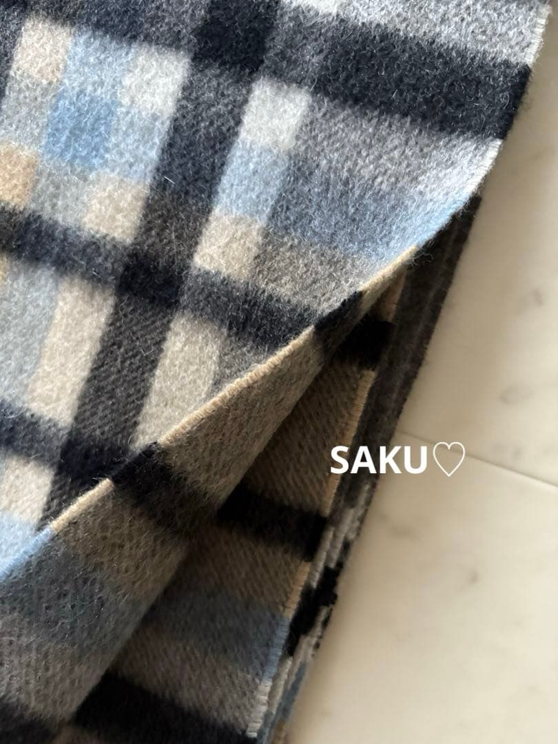 定価6.8万 Joshua Ellis カシミヤストール モダンツイードチェック