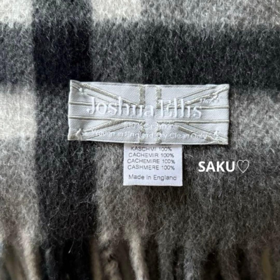 定価6.8万 Joshua Ellis カシミヤストール モダンツイードチェック