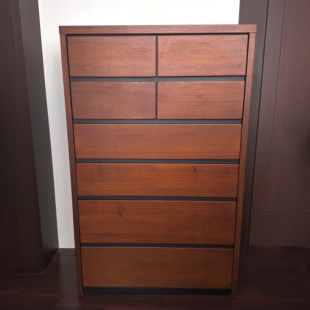 三幸ジャパン NICOLEハイチェスト 6段 幅80cm 木目 タンス　ブラウン