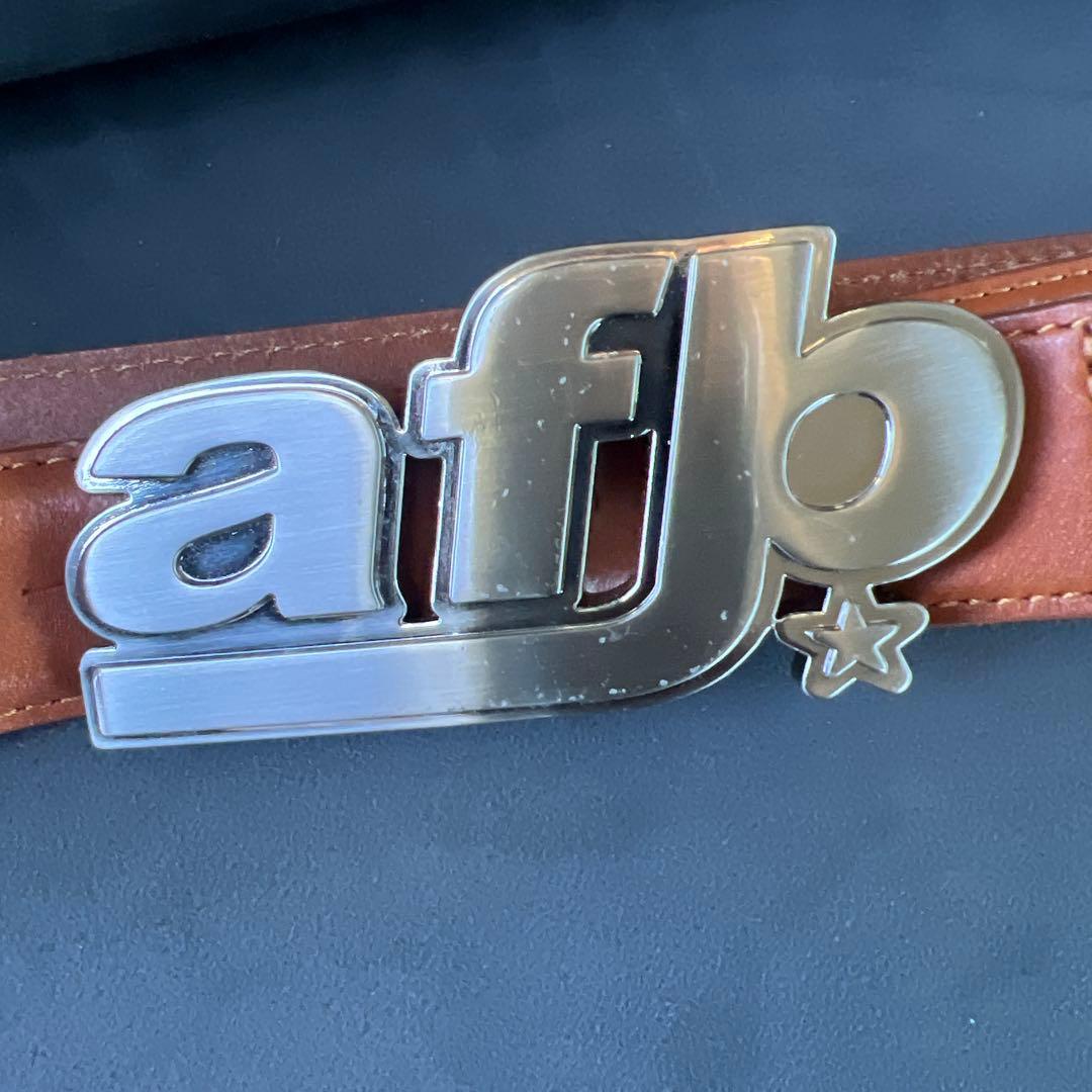 ブラウンレザー afb ロゴバックルベルト 110 サイズXL