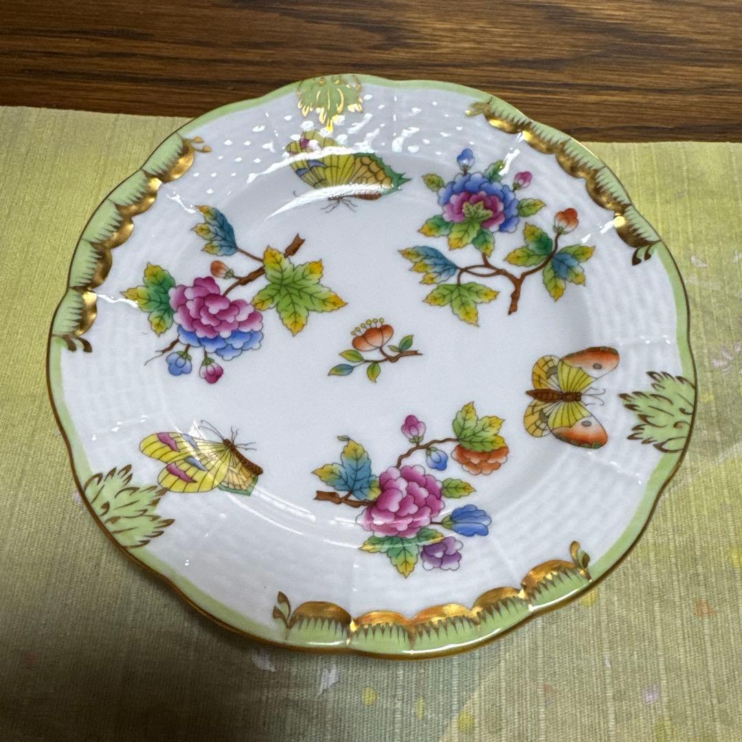 ヘレンド　ヴィクトリアブーケ　ラウンドプレート　小皿3枚セット