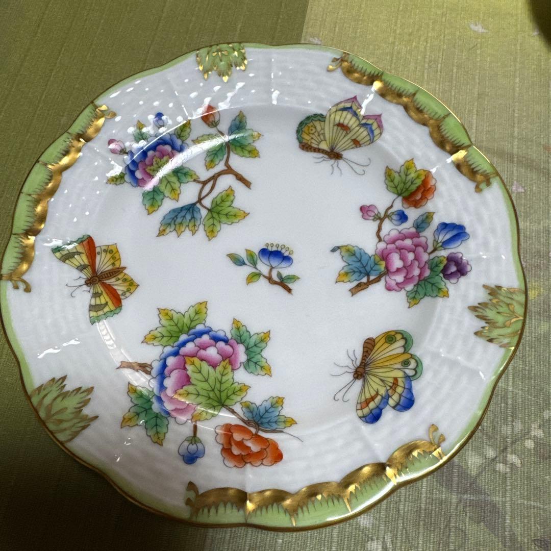 ヘレンド　ヴィクトリアブーケ　ラウンドプレート　小皿3枚セット