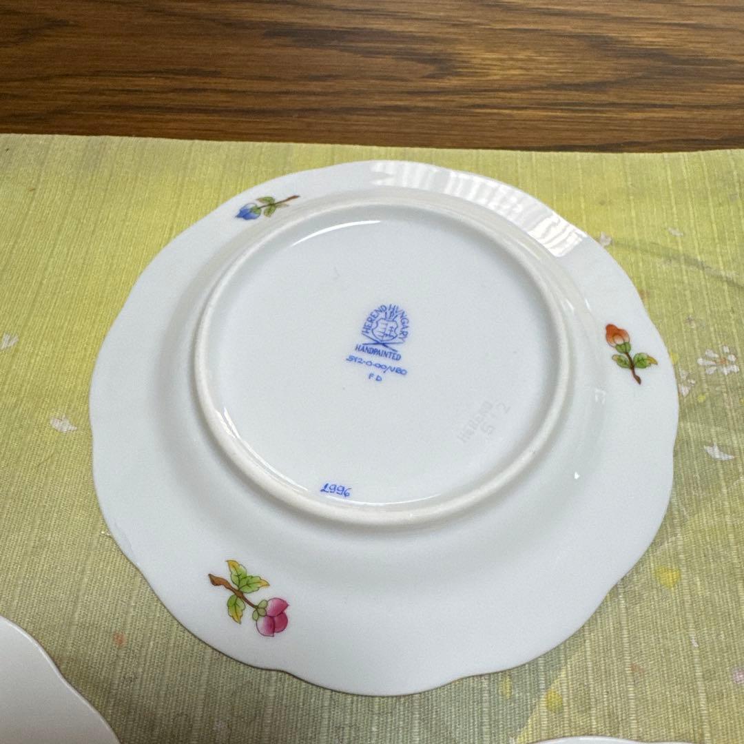 ヘレンド　ヴィクトリアブーケ　ラウンドプレート　小皿3枚セット
