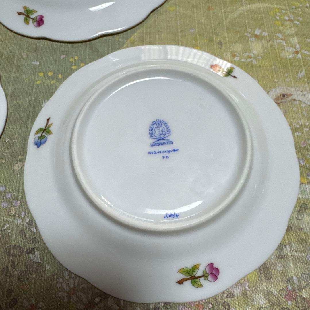 ヘレンド　ヴィクトリアブーケ　ラウンドプレート　小皿3枚セット