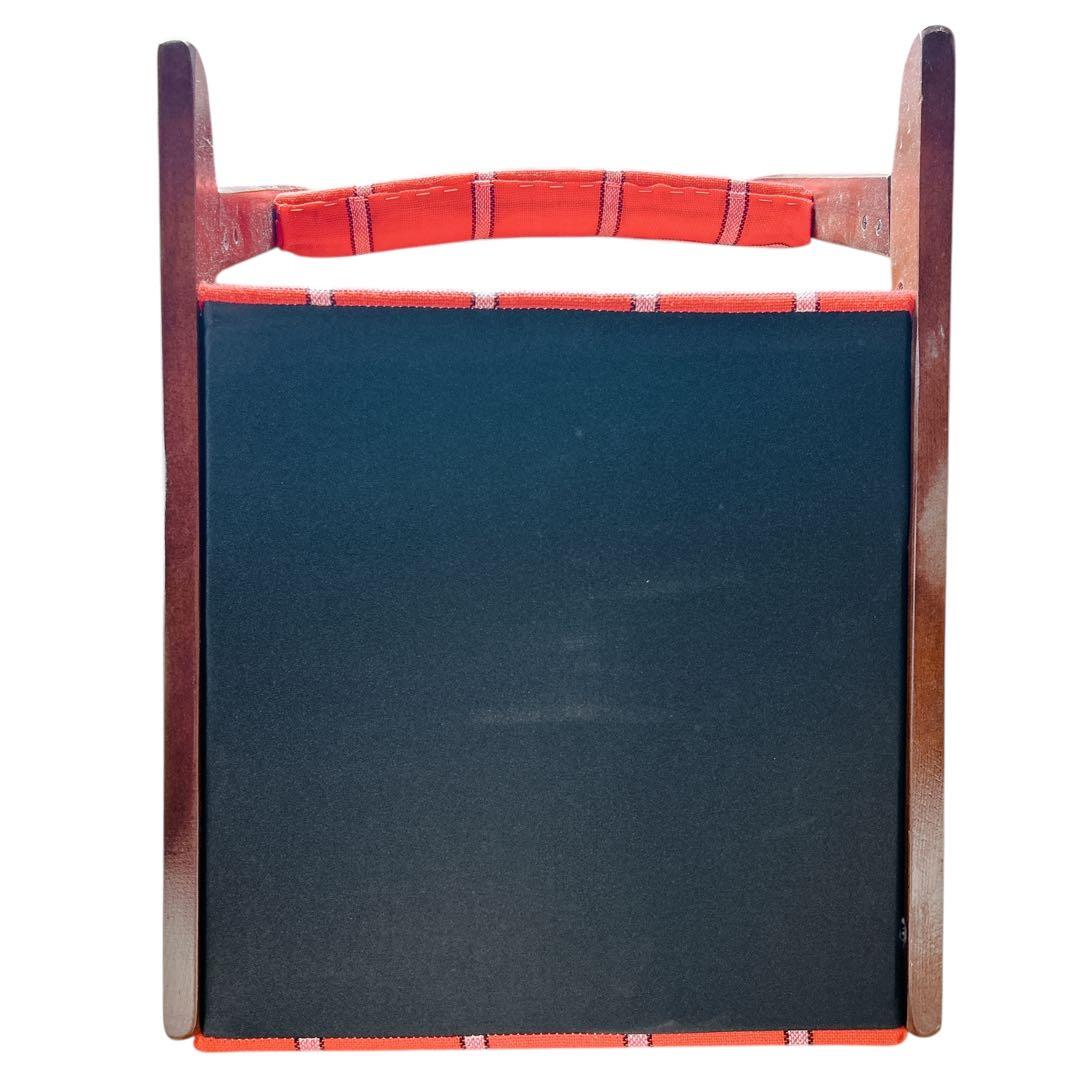 ①昭和レトロ 木製座椅子 2脚セット ヴィンテージ 和室 旅館 赤 チェック