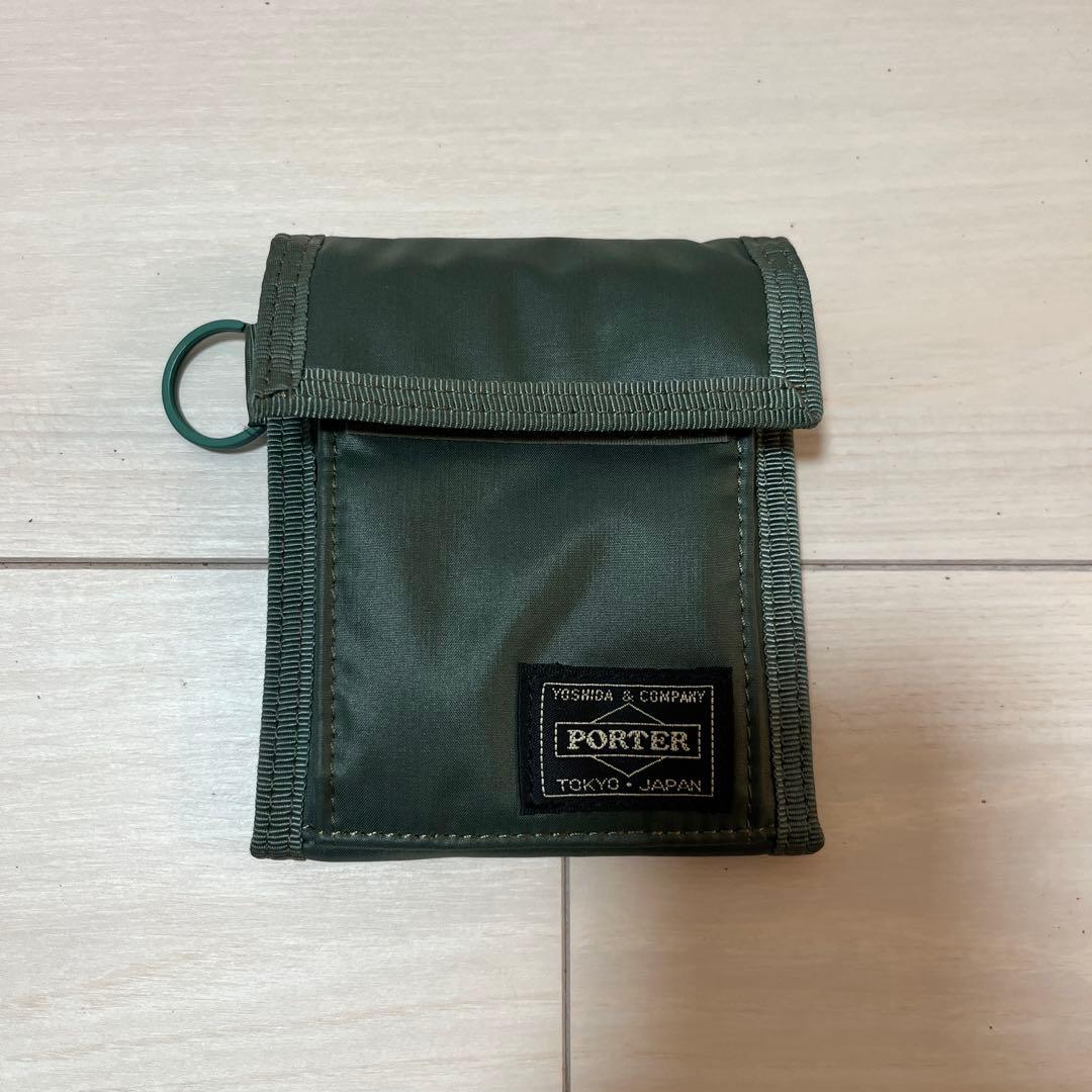 【美品】PORTER ポーター　カプセル　二つ折り財布　カーキ