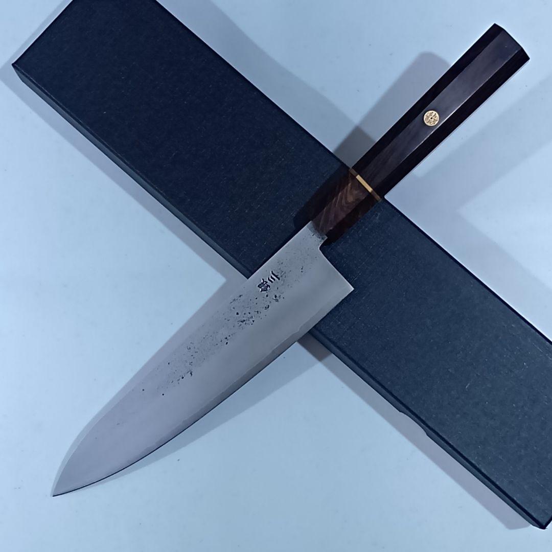 銀三 本鍛造 なしじ 和牛刀 包丁 21cm 牛刀 黒檀八角柄