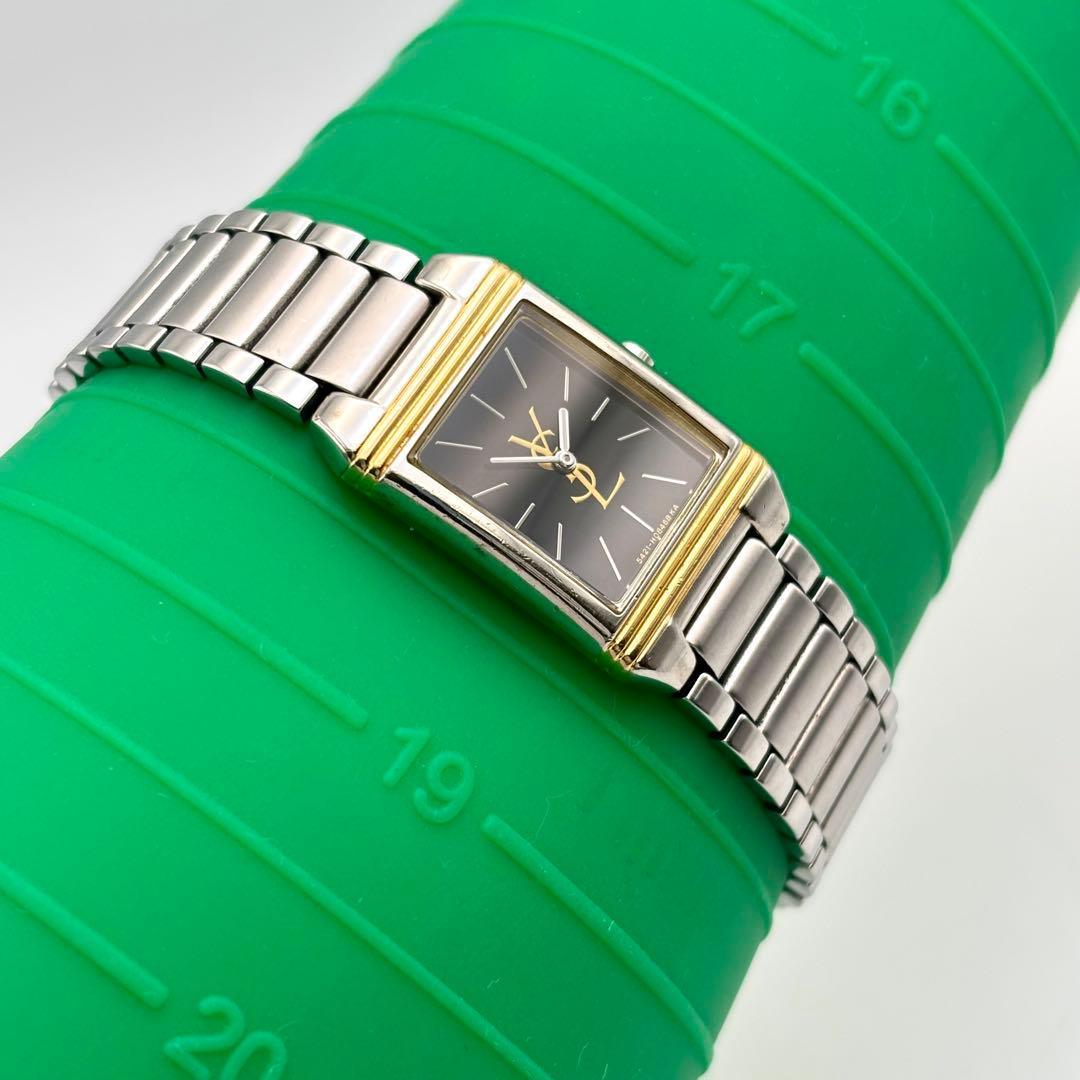 イヴサンローラン YSL ロゴ クオーツ 腕時計 レクタンギュラー コンビ