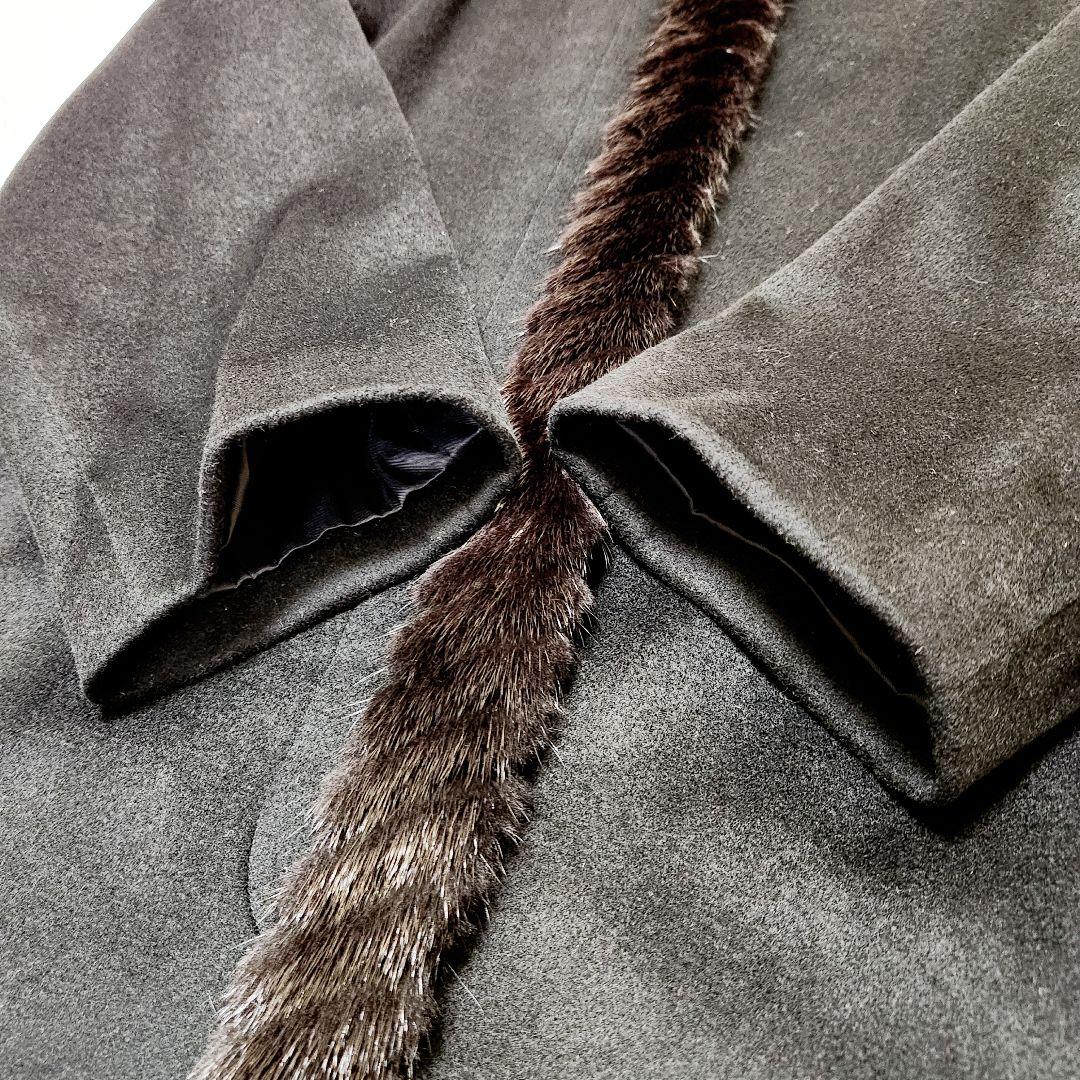 未使用級ピュアカシミヤ100% ミンク毛皮スーパーロングコートブラックフォーマル