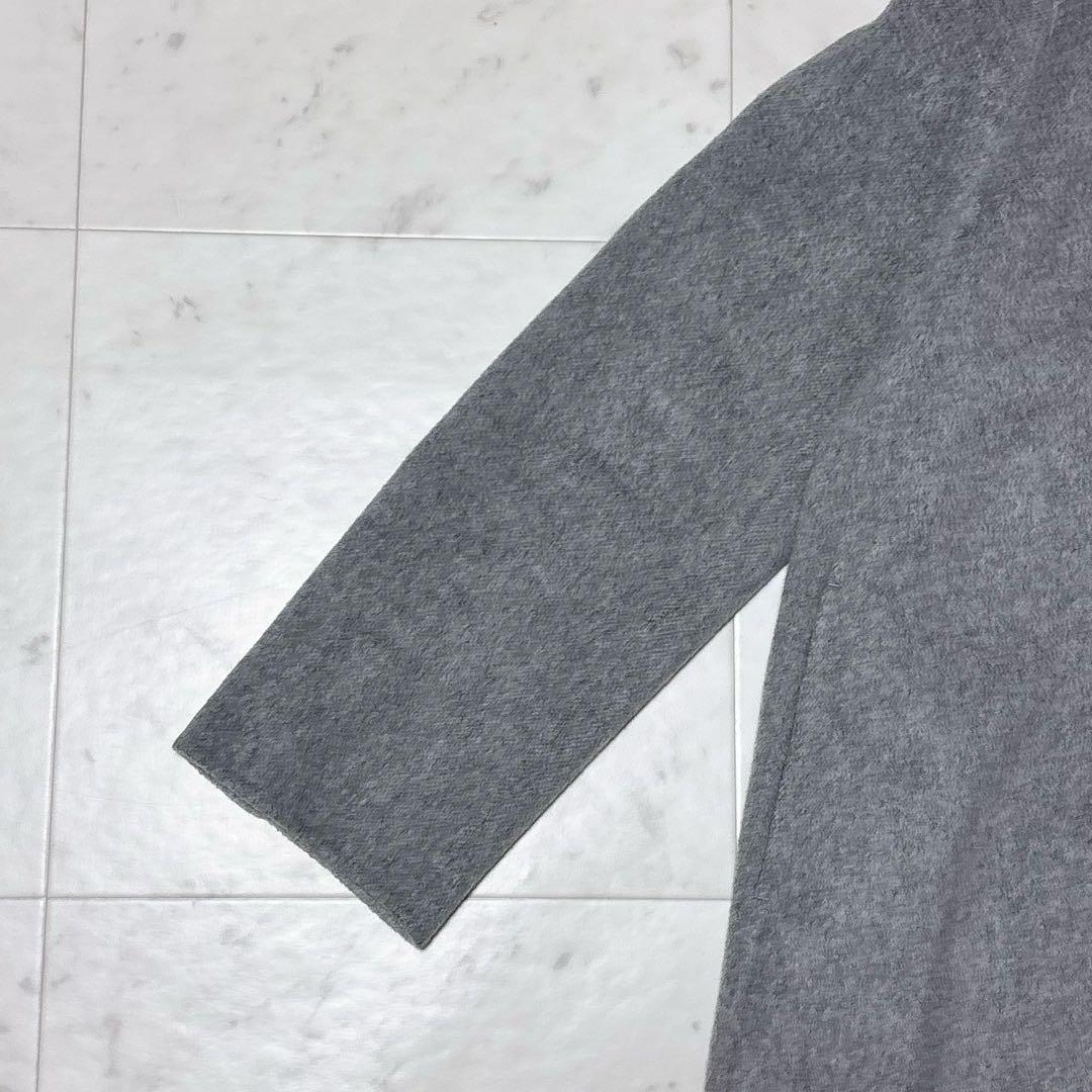 美品 ノーブル ロング丈 W/Nyリバーショールカラーコート グレー 38