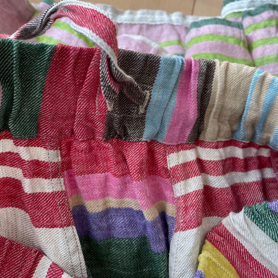 45R インドリネンツイルのマルチ縞イージースカート　¥52,800