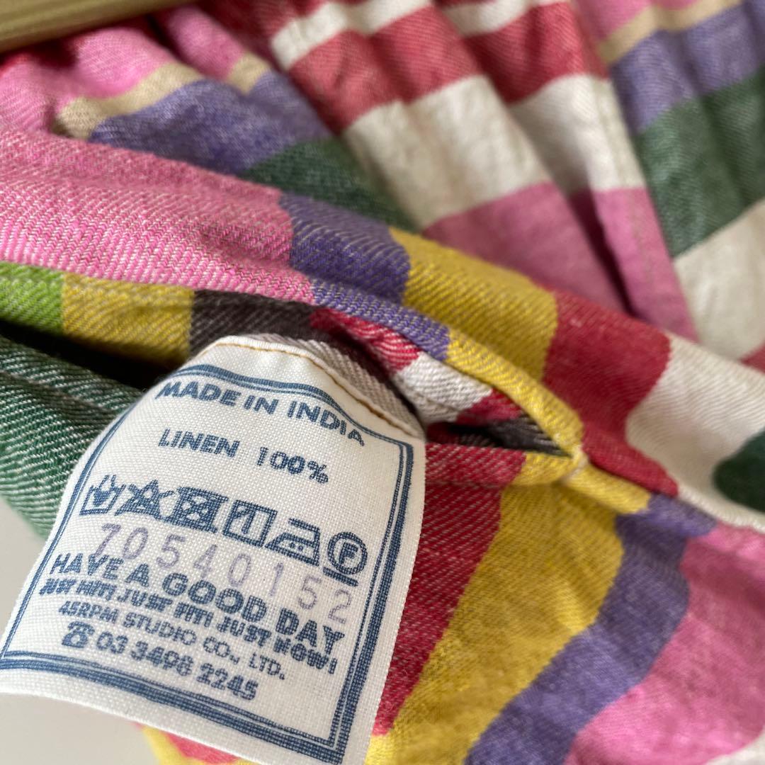 45R インドリネンツイルのマルチ縞イージースカート　¥52,800