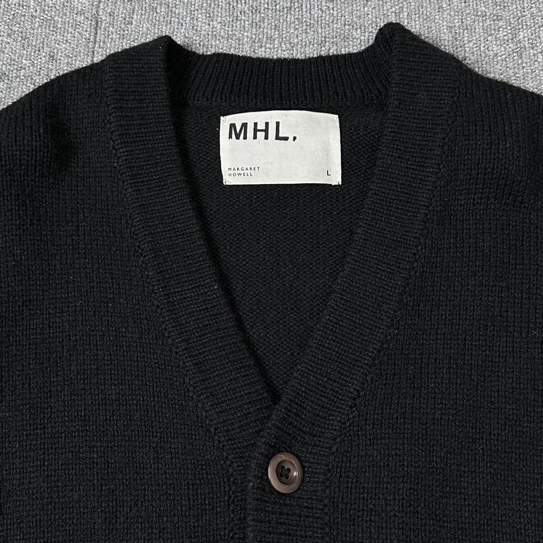 MHL. マーガレットハウエル ウール ニットカーディガン 黒 エムエイチエル
