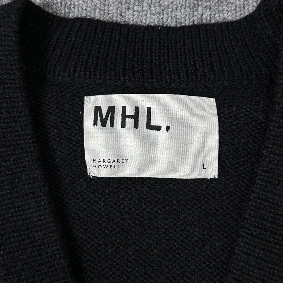 MHL. マーガレットハウエル ウール ニットカーディガン 黒 エムエイチエル
