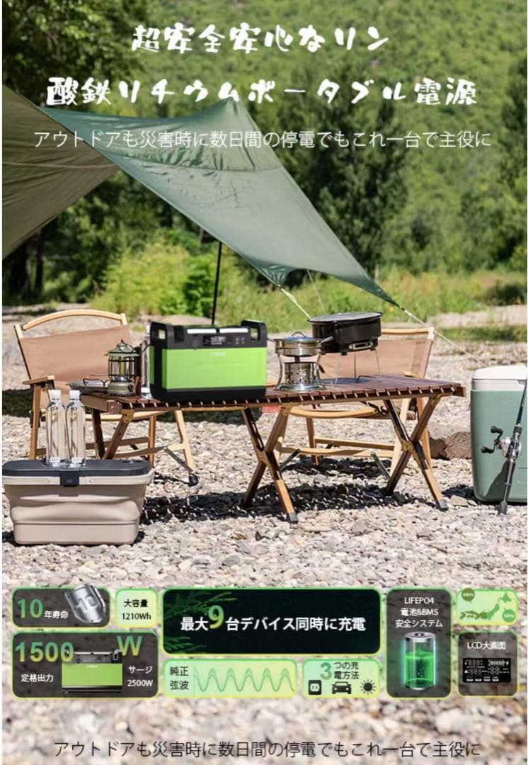 ポータブル電源 大容量 1500W