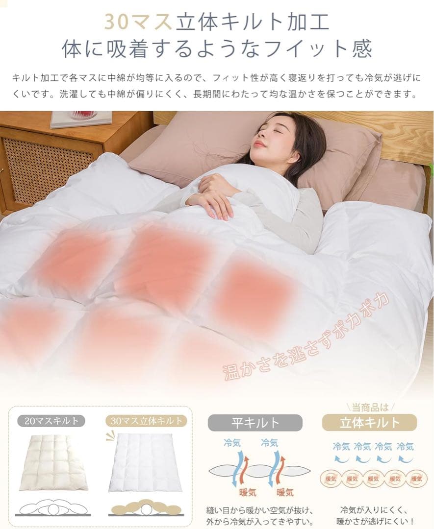 掛け布団 シングル 冬用 人工羽毛布団 暖かい 洗える 150×210cm 2枚