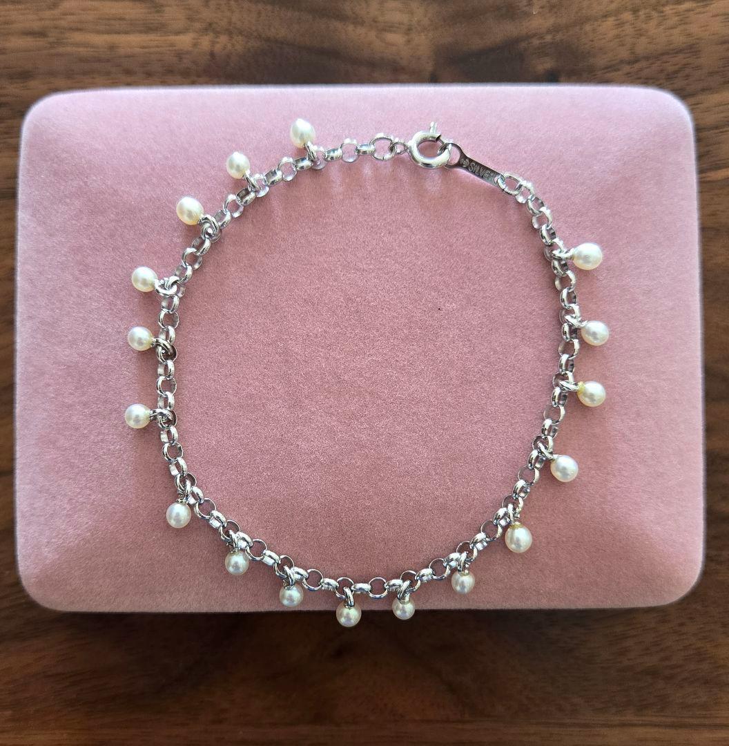 【美品】TASAKI 淡水パールブレスレット　シルバー