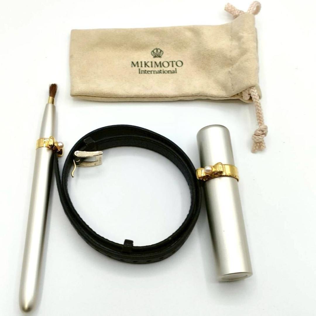 稼働品 MIKIMOTO 腕時計 パール スクエア チェンジベルト シェル文字盤