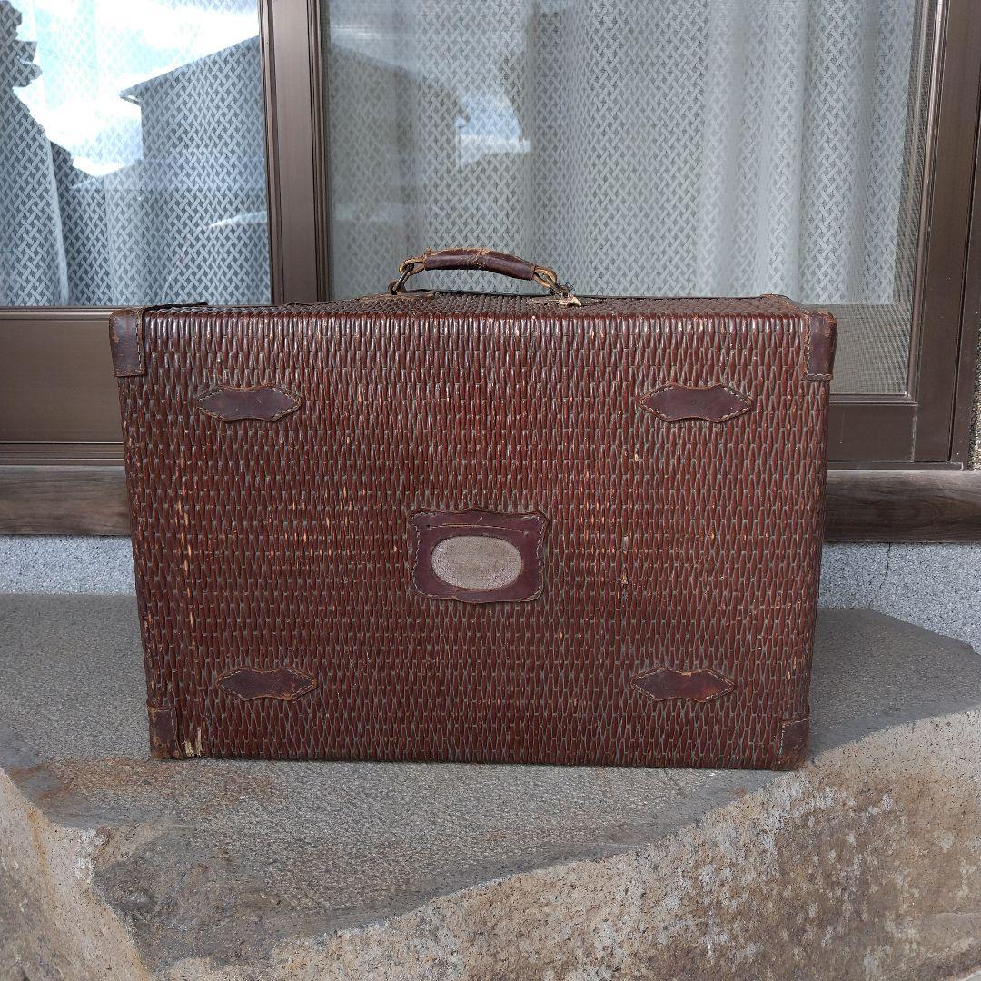 骨董品　昭和レトロ　手提柳行李　トランク　アンティーク　インテリア